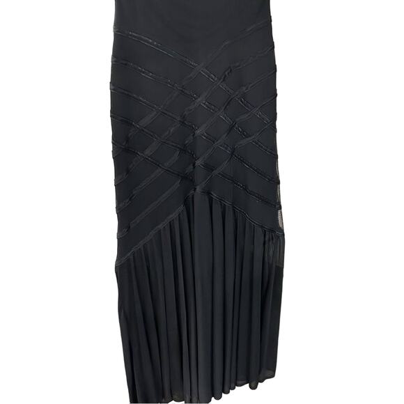 Tadashi Black Mermaid Dress Gown Sheer Front Drape Back Size Small - Picture 8 of 15